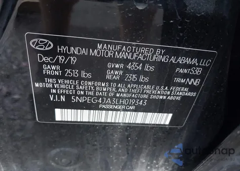 2020 Hyundai Sonata Se from USA, damaged, VIN 5NPEG4JA3LH019343